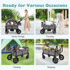 Collapsible 2-seater kids wagon stroller in gray with adjustable handlebars, perfect for family outings and shopping.