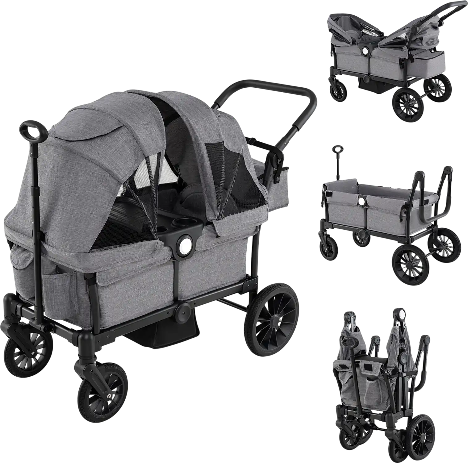Costway 2 Seater Push Pull Collapsible Kids Wagon Stroller Adjustable Handlebars 42189657 New