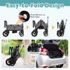 Collapsible 2-seater kids wagon stroller in gray, showcasing easy folding design and adjustable handlebars for.