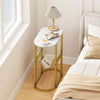 2-tier Industrial Oval Side Table with Mesh Shelf-White - Gallery View 1 of 10