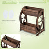2-tier rustic wood wagon planter with drainage holes, measuring 22" x 13", perfect for displaying plants or flowers.