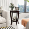 2-tier Round End Table with Solid Wood Legs-Espresso - Gallery View 1 of 10