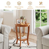 2-tier round end table with solid rubber wood legs, featuring a compact design for living room or bedroom use.