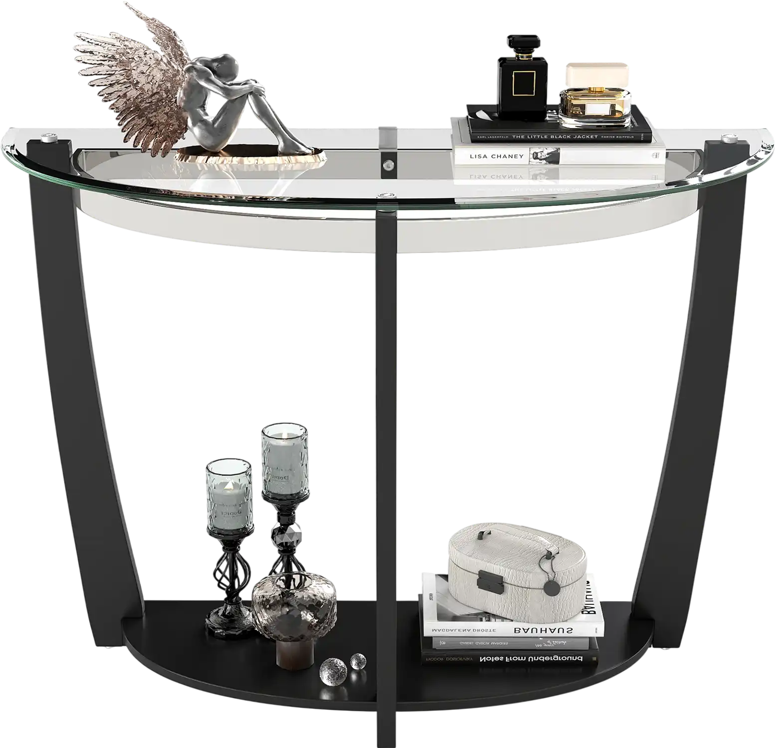 Costway 2-Tier Tempered Glass Console Side Table Clear Top Open Shelf 21578869 New
