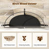 Birch wood veneer detail of the 2-tier tempered glass console table with open shelf for stylish storage solutions.