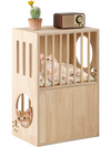 2-tier Wooden Cat Condo Indoor Symmetrical Cat House with Removable Cushions