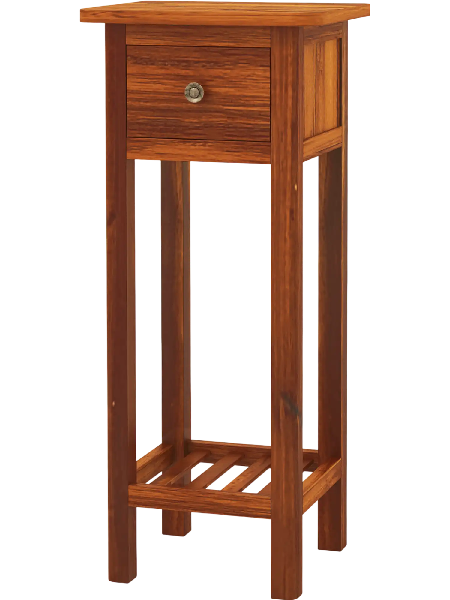 Costway 2 Tier Slim Nightstand Bedside Side Table w/ Drawer Shelf 98017542 New