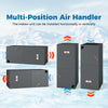 Multi-position air handler for 2 to 3 ton heat pump system, supports vertical and horizontal installation for versatile.
