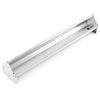 Metal chicken feeder trough in silver, accommodates 12 chickens, with drainage holes for easy cleaning and rustproof.