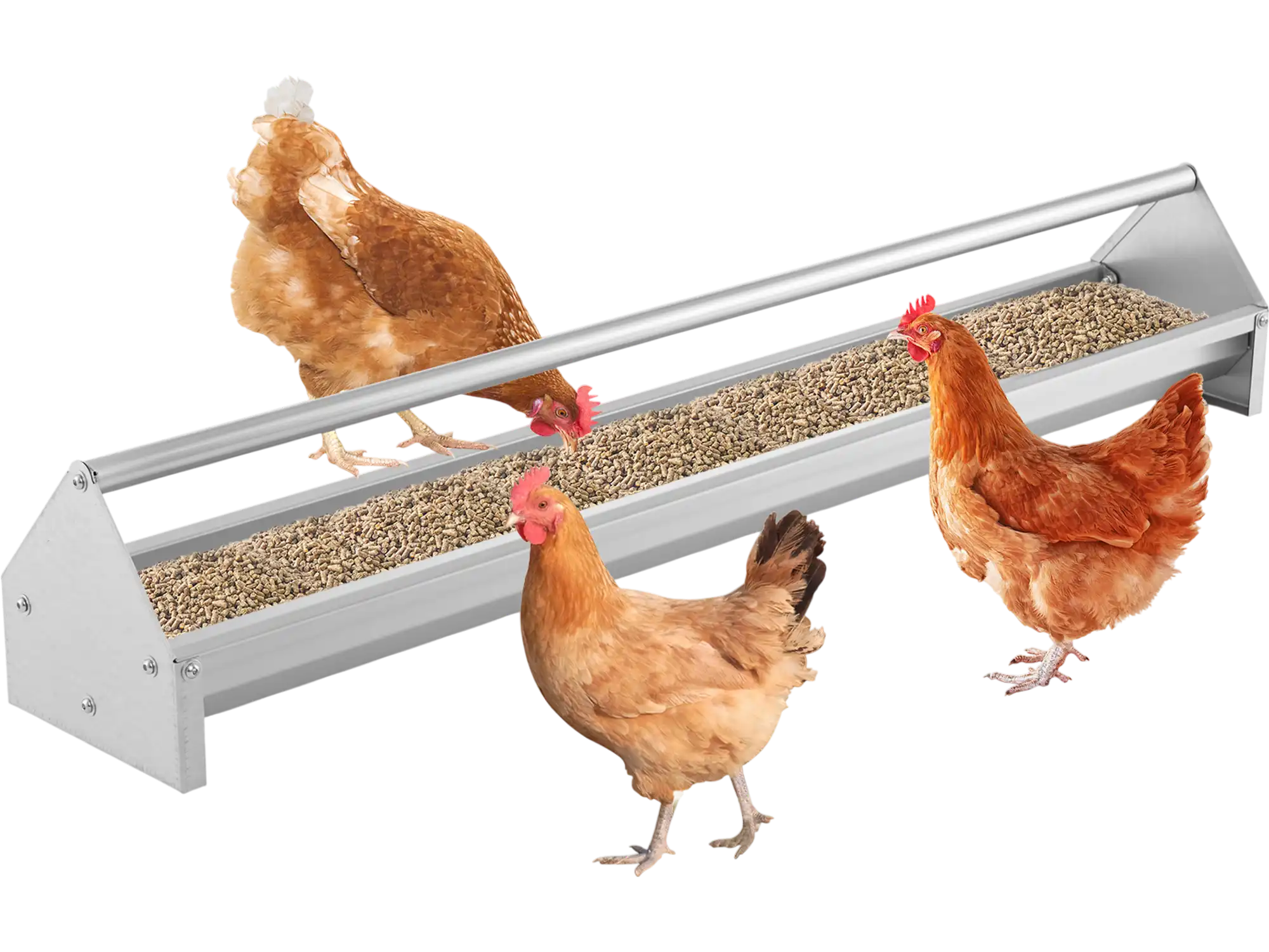 Costway Metal Chicken Feeder Feeding Trough w/ Drainage Holes 62478591 New