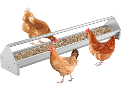 Costway Metal Chicken Feeder Feeding Trough w/ Drainage Holes 62478591 New