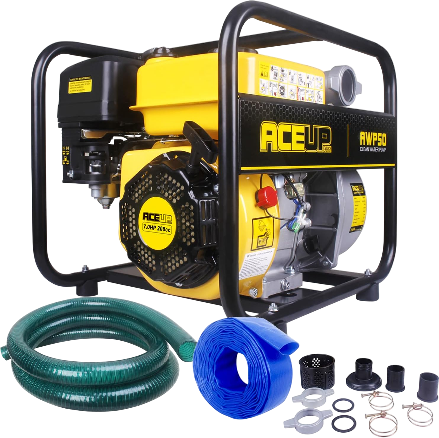Aceup Energy AWP50-H Irrigation Pump Portable 2 in. 158 GPM 7 HP 208cc Engine with Hose New