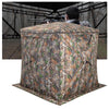 Portable 2-3 person hunting blind with camouflage design, featuring multiple windows and easy setup for outdoor use.