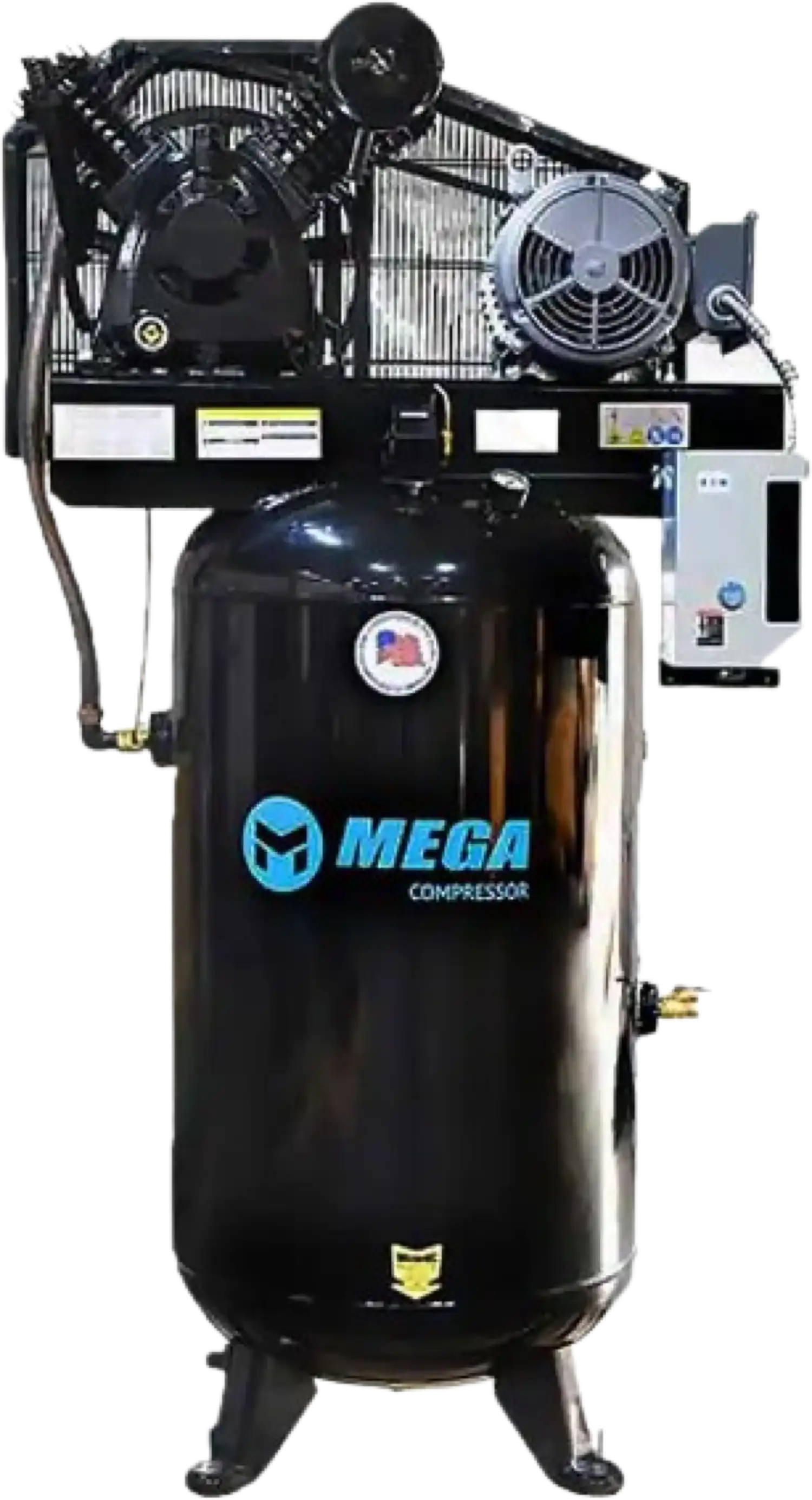 Mega Compressor MP-7580VM3 Air Compressor with Mag Starter 3 Phase 80 Gallon 7.5 HP 175 PSI 208/230V Electric Start New