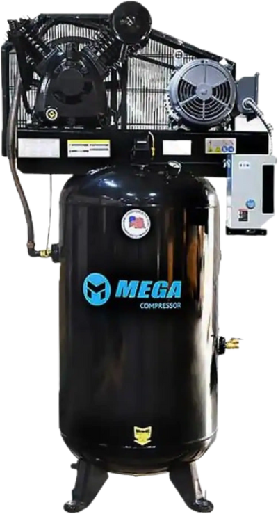 Mega Compressor MP-7580VM3 Air Compressor with Mag Starter 3 Phase 80 Gallon 7.5 HP 175 PSI 208/230V Electric Start New