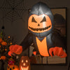 3.3ft inflatable pumpkin head ghost with LED lights, perfect for Halloween decorations in windows or yards.