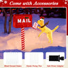 3.5 ft Christmas mailbox with a dog wearing a Santa hat, featuring 120 warm white LED lights for festive outdoor decor.