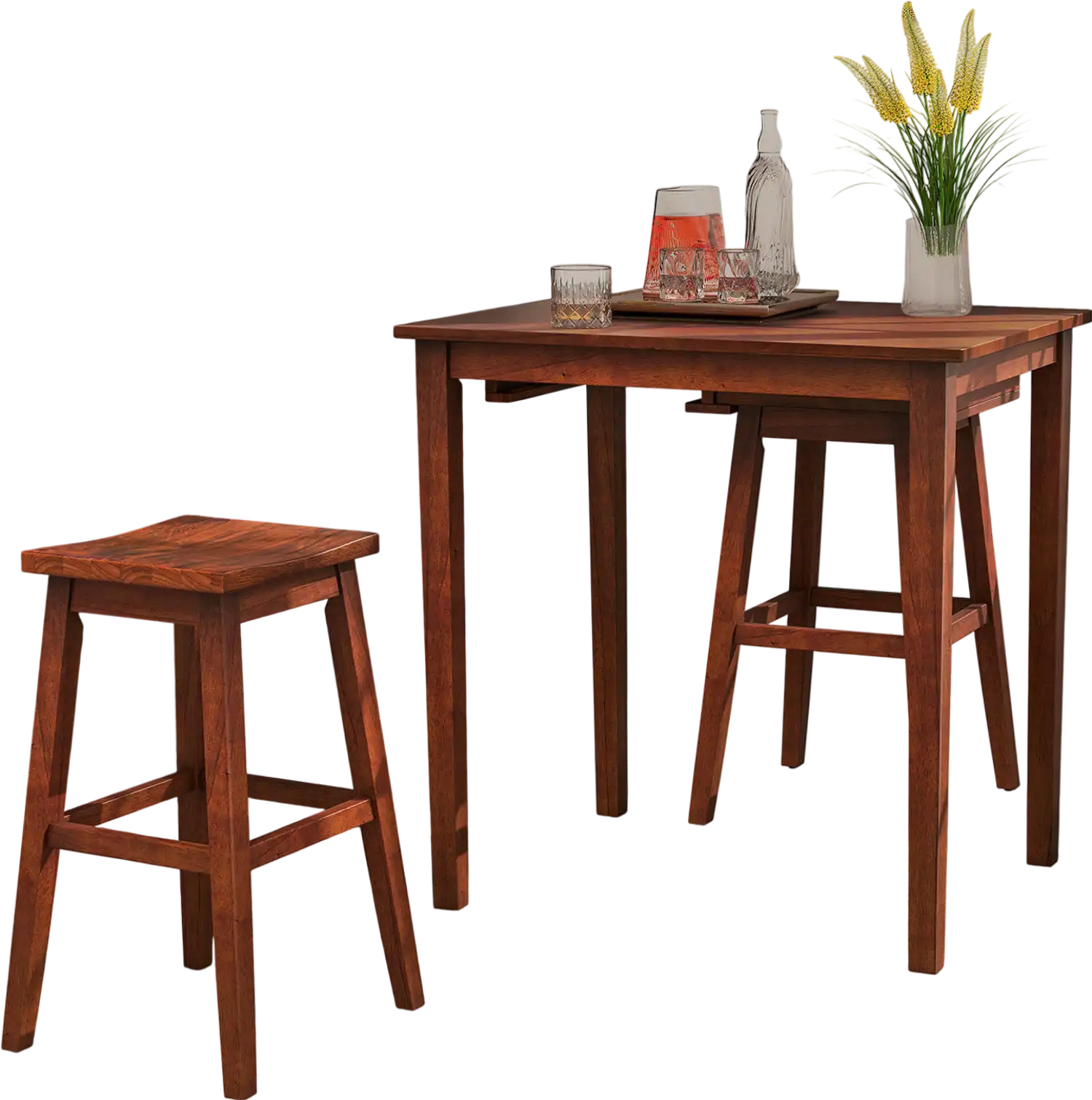 Costway 3-Piece Bar Table Set Pub Table 2 Saddle Stools Espresso 18724539 New