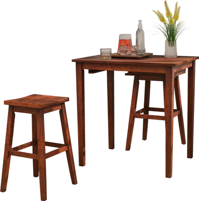 Costway 3-Piece Bar Table Set Pub Table 2 Saddle Stools Espresso 18724539 New
