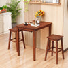 3-piece espresso bar table set featuring a solid rubber wood frame, two saddle stools, and a compact design for small.