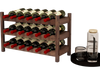 3-tier bamboo wine bottle organizer holding 18 bottles, featuring wave slots for stability, suitable for kitchen or bar.