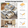 3-tier bedside table nightstand with antique grey faux marble top, spacious drawer, and open shelf for versatile.
