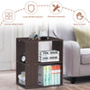 2-tier brown side end table with open shelves for storage, ideal as a nightstand or living room accent.