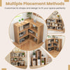 Concave bookshelf with 3 open shelves, geometric design, and anti-toppling devices for stable storage in any room.