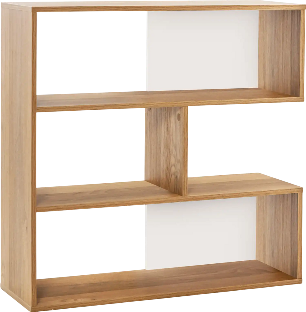 Concave Bookshelf 3-Shelf Open Bookcase with Anti-Toppling Device for Living Room Study Office