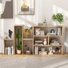 Concave 3-shelf open bookcase in geometric design, ideal for living room or office storage and display.