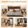 3-tier rustic brown bookshelf with display shelf, perfect as a nightstand or side table for versatile small space.