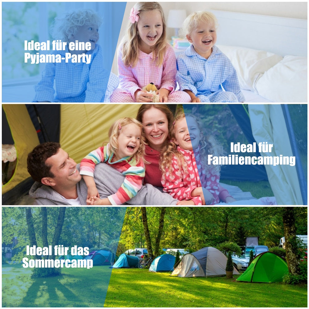 Zwei-Personen-Wasserdichter Schlafsack in Schwarz mit zwei Kissen, ideal für Camping und Reisen bei kaltem Wetter.