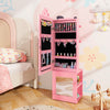 3-in-1 Freestanding Kids Jewelry Cabinet Armoire with Full Length Mirror-Pink - Gallery View 1 of 10