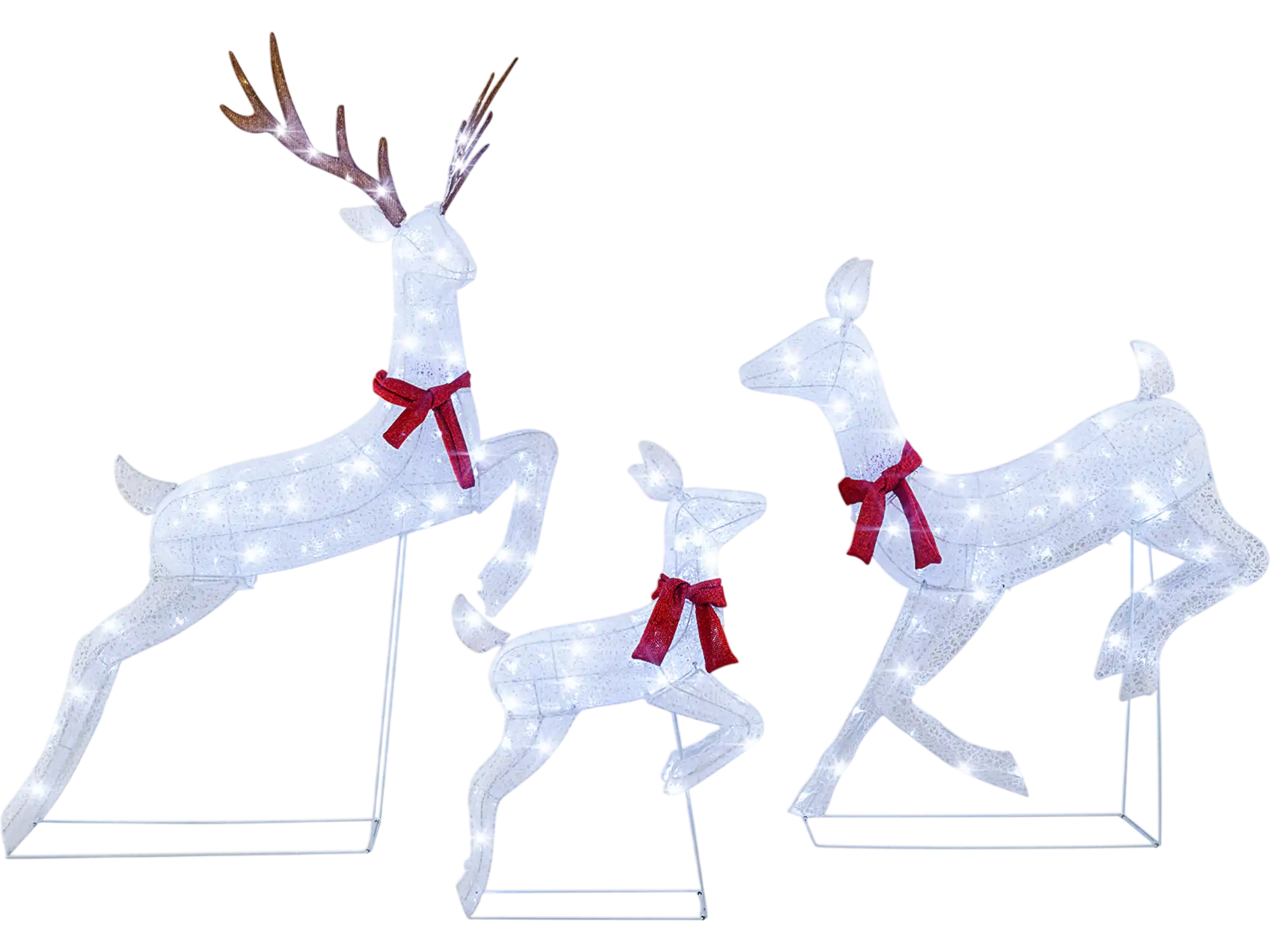 Costway 3-Piece Pre-Lit Lighted Christmas Reindeer Family Set 69135278 New