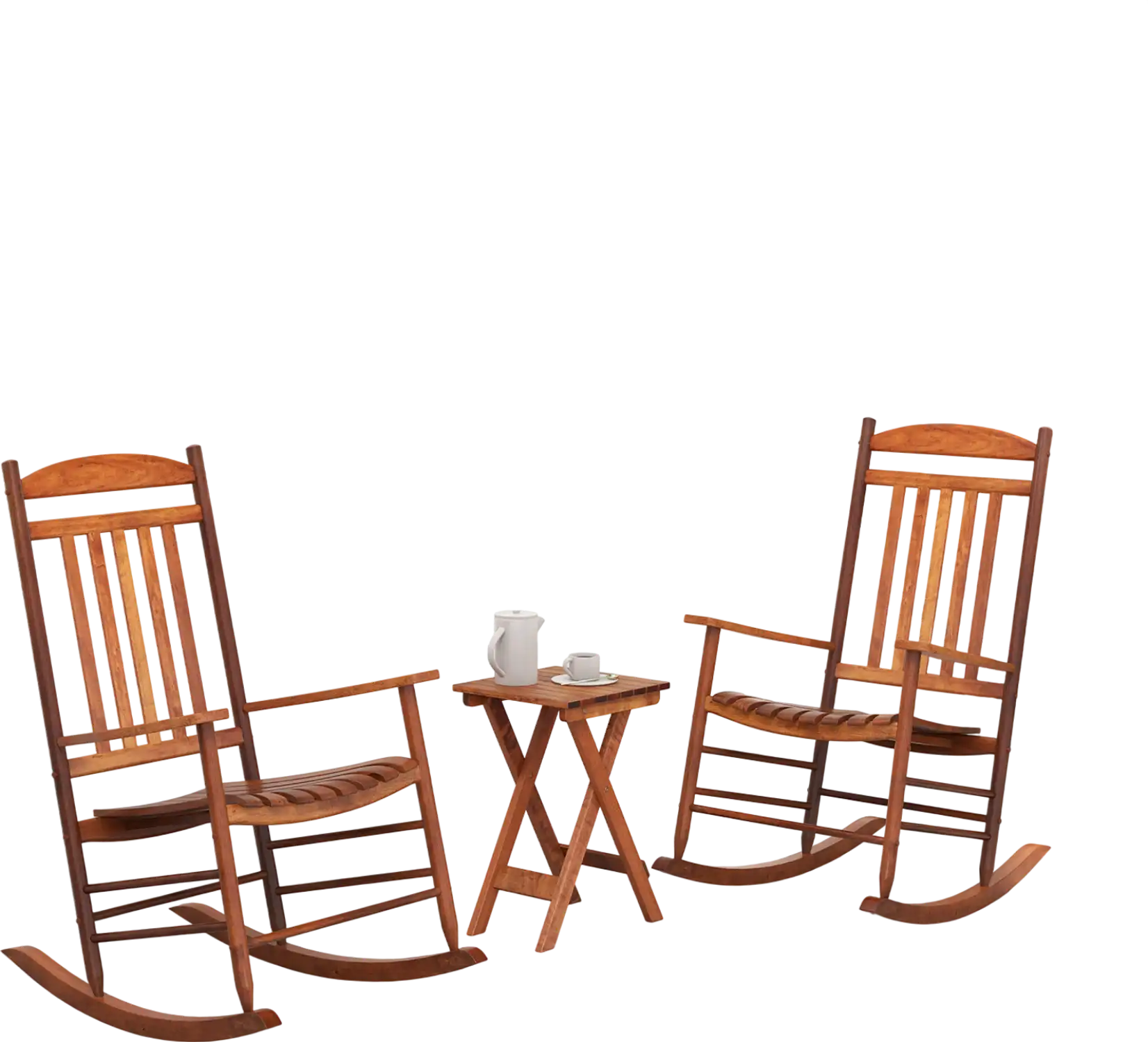 Costway 3-Piece Outdoor Poplar Wood Rocking Bistro Set Natural 41768293 New