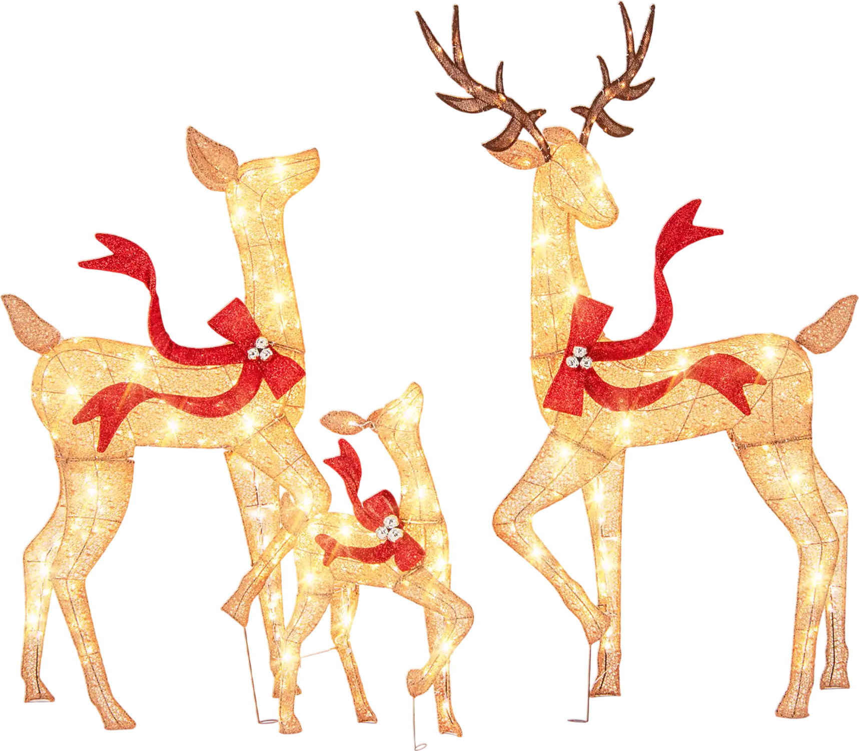 Costway 3-Piece Pre-Lit Christmas Deer Family Set 31657248 New