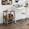 3-Tier Industrial Side Table with V-shaped Bookshelf for Living Room-Rustic Brown - Gallery View 1 of 10