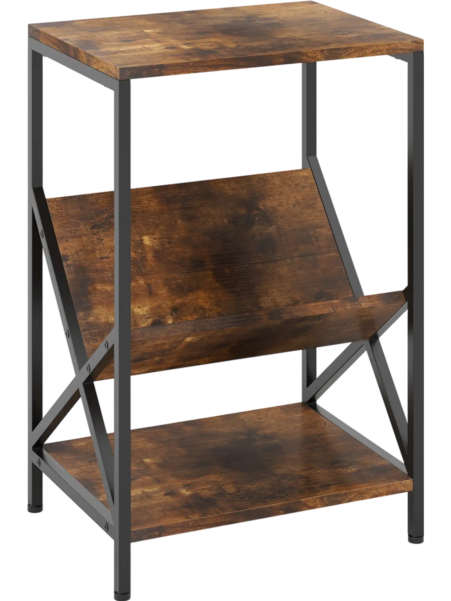 Costway 3-Tier Industrial Side Table V-Shaped Bookshelf 45362708 New