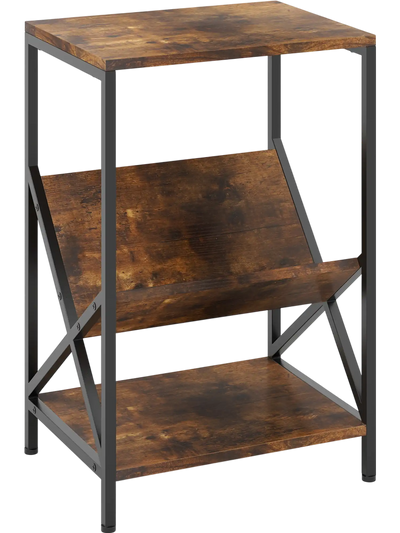 Costway 3-Tier Industrial Side Table V-Shaped Bookshelf 45362708 New