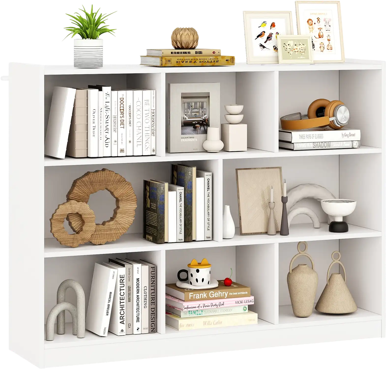Costway 3-Tier 8-Cube Open Bookcase Floor Standing Storage Shelves 03924516 New