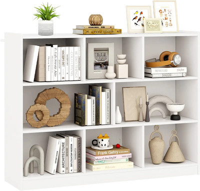Costway 3-Tier 8-Cube Open Bookcase Floor Standing Storage Shelves 03924516 New