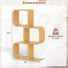 3-tier S-shaped bookcase in natural bamboo, featuring 3 open cubes, designed for space-saving in living rooms or.