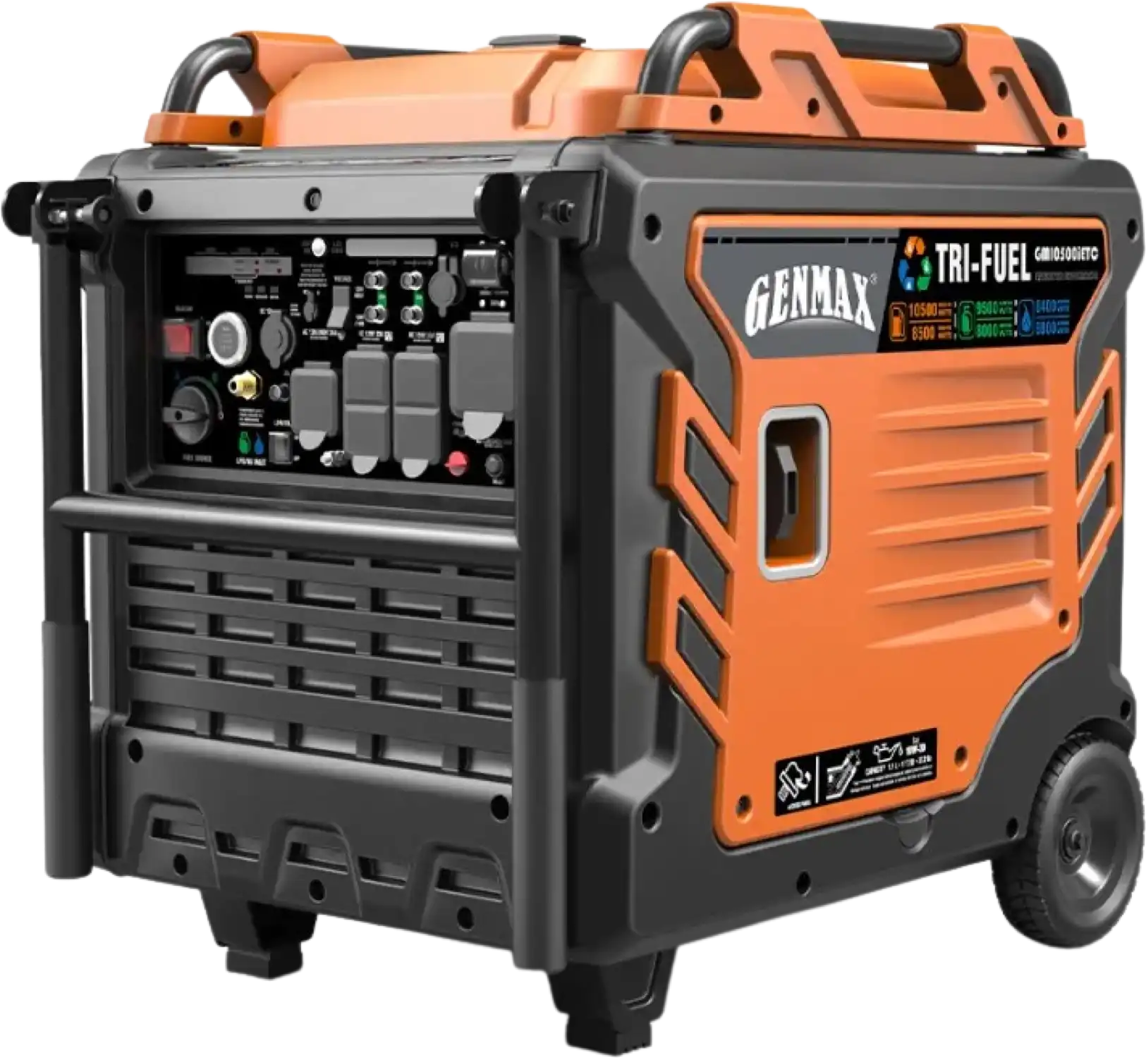 GENMAX GM10500iETC Tri-Fuel Inverter Generator 8500W/10500W 50 Amp Remote Start Scratch and Dent