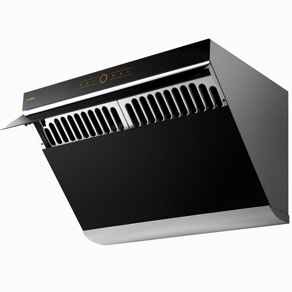 FOTILE 30-inch Classic Series under-cabinet/wall-mount range hood JQG7501, front right view, open