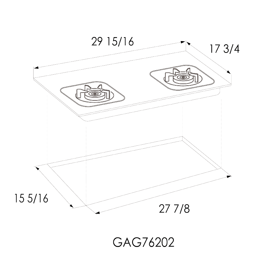 FOTILE 30-inch EPS Series 2-burner gas cooktop GAG76202, view 3