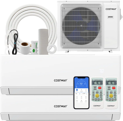 Costway UltrEco 30,000 BTU 2 Zone 23 SEER2 WiFi Mini Split Air Conditioner Heat Pump 672938514 New