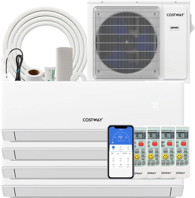 Costway UltrEco 30,000 BTU 4 Zone 23 SEER2 WiFi Mini Split Air Conditioner Heat Pump 534672918 New