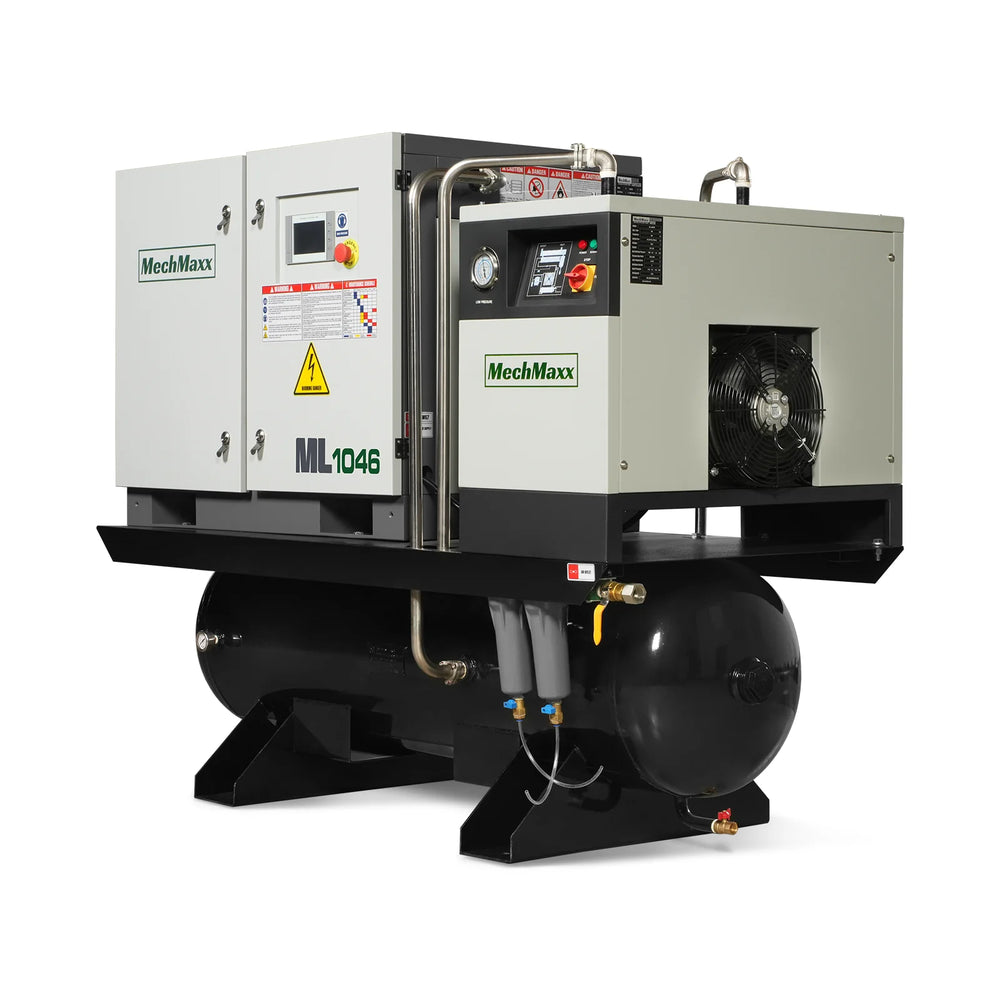 10HP Combined Rotary Screw Air Compressor with Dryer & 66-Gal ASME Tank | 32 CFM,  116 PSI,  460V 3-Phase - Industrial Grade