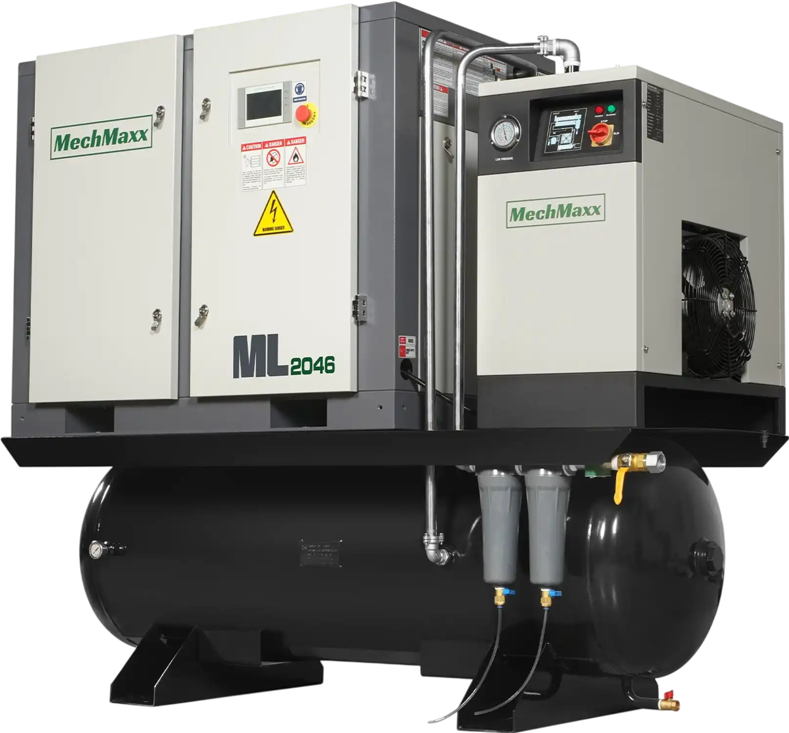 MechMaxx ML2046 Air Compressor 20HP Rotary Screw with Dryer 105-Gal ASME Tank 78 CFM 116 PSI 460V 3-Phase Industrial Grade New