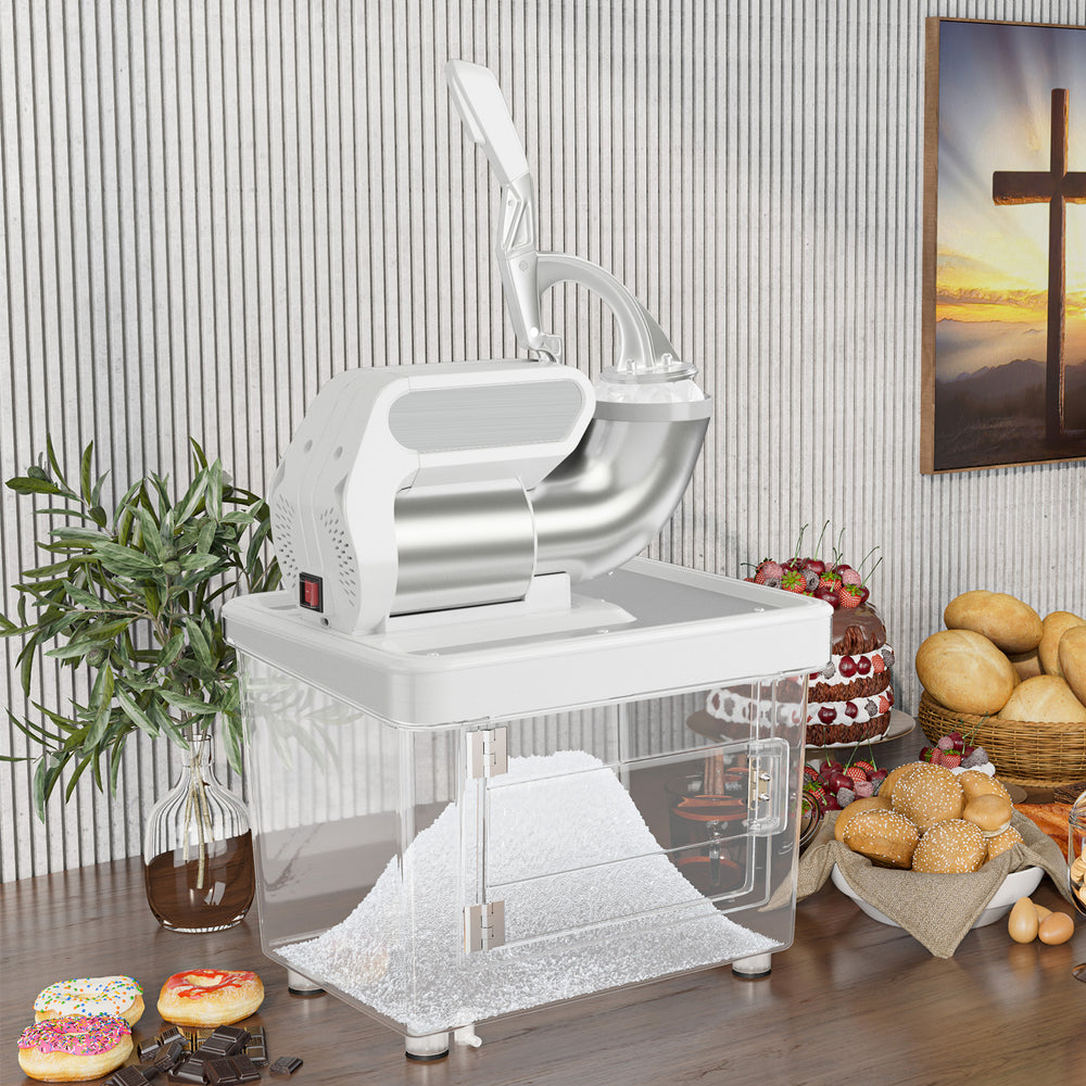 300W Commercial Ice Crusher with Dual Blades and Safety Switch-White - Gallery View 1 of 10